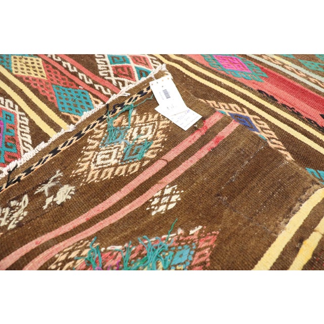 1950s 1950s Vintage Turkish Balikesir Jajim Kilim Rug - 6′10″ × 11′ For Sale - Image 5 of 10