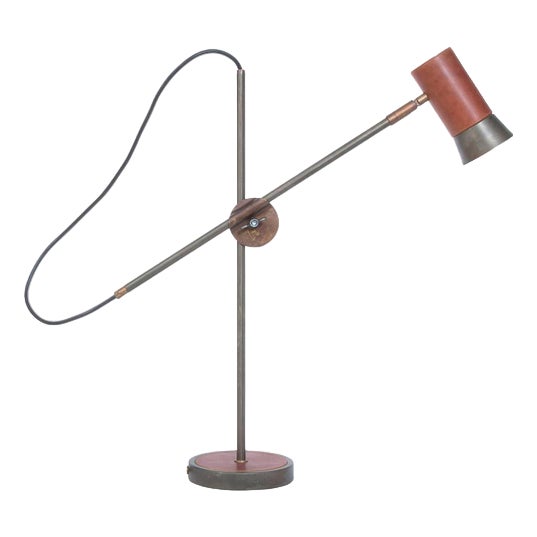 Kusk Iron Oxide Leather Table Lamp by Sabina Grubbeson for Konsthantverk For Sale