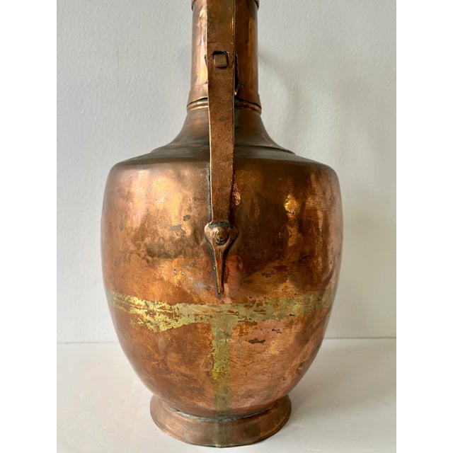 19th Century Large Solid Copper Ewer/Jug With Hinged Lid For Sale In Columbus - Image 6 of 9