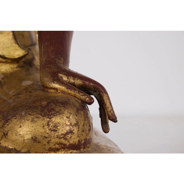Burmese Artist, Worshipping Monk, 1800s, Gilded Bronze For Sale - Image 4 of 15
