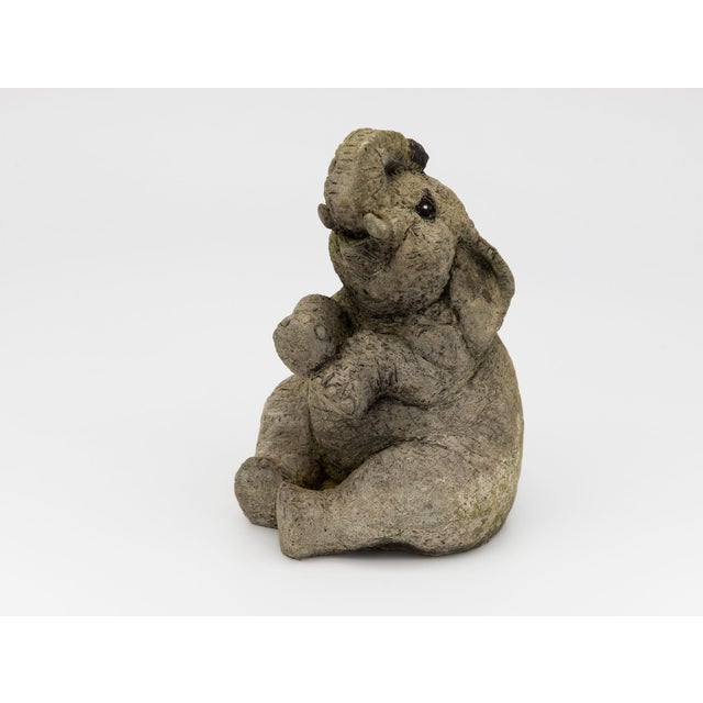 Composite Stone Elephant Garden Statue, England Late 20th C. For Sale In New York - Image 6 of 8