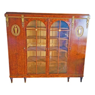 Four-Door Marquetry and Gilded Bronze Bookcase For Sale