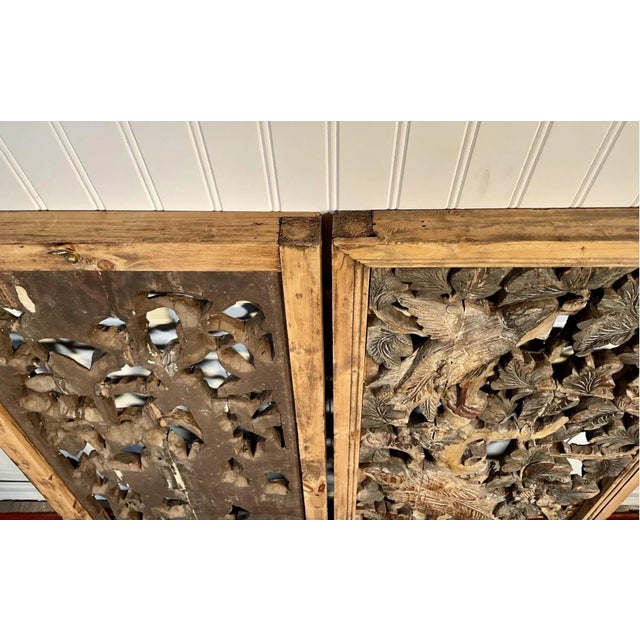 19th Century Antique Chinese Hanging Carved Wood Panels—A Pair For Sale - Image 4 of 9