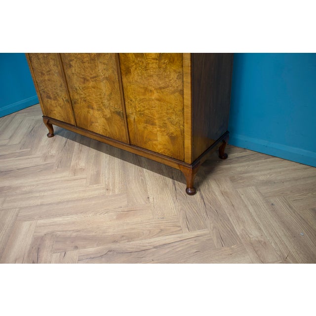 Wood Vintage Art Deco Burr Walnut Triple Door Wardrobe, 1930s For Sale - Image 7 of 15