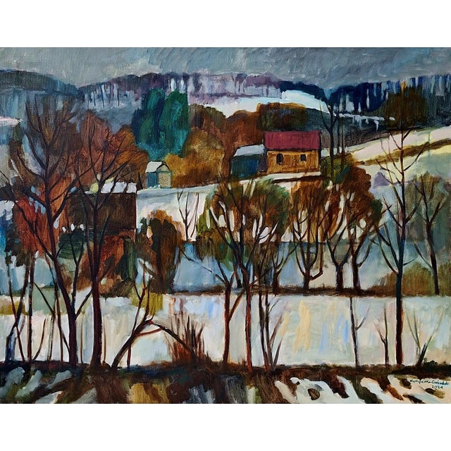 Contemporary Marek Niedojadlo-Cichonski, The River Freezing Over, 2024, Oil on Canvas For Sale - Image 3 of 3