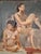 Two figures rendered in loose, painterly strokes against a deep charcoal-grey ground, the brushwork rough and unfinished-...