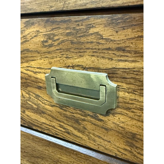 Brown Vintage Campaign-Style Six-Drawer Lingerie Chest With Brass Accents For Sale - Image 8 of 12