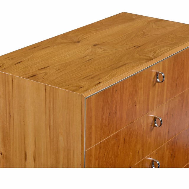 John Stuart 1970s 3 Drawer Hickory Bachelor's Chest With Chrome Pulls For Sale - Image 10 of 14