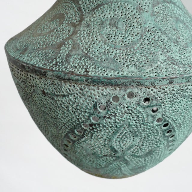 Indian Copper Verdigris Dot Pendant Light Small For Sale - Image 3 of 5