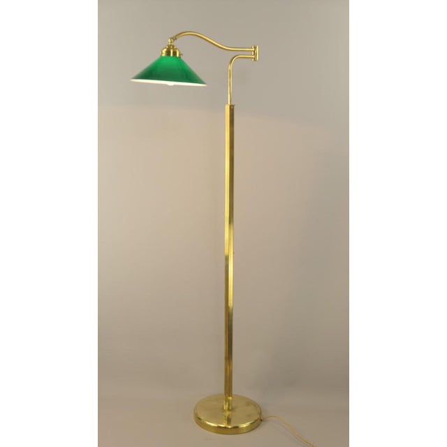 Adjustable Brass Floor Lamp with Green Shade, Italy, 1930s For Sale - Image 6 of 17