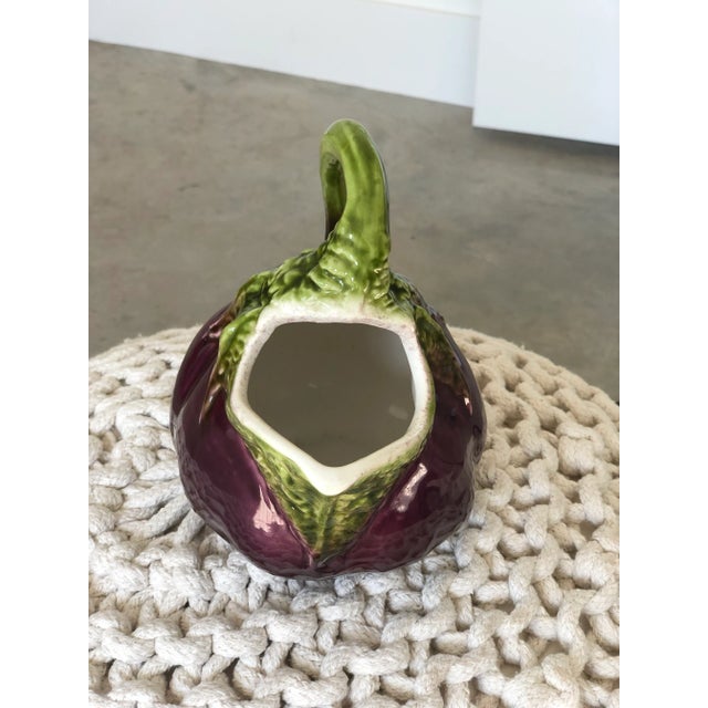 Ceramic Vintage 1970s French Ceramic Aubergine Pitcher For Sale - Image 7 of 9