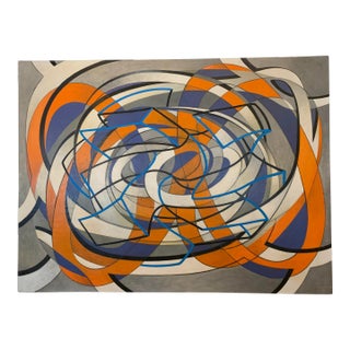 Mid 20th Century Geometric Abstract Oil on Canvas For Sale