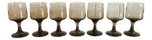 Vintage Mid-Century Modern Smoky Brown Glasses- Set of 7