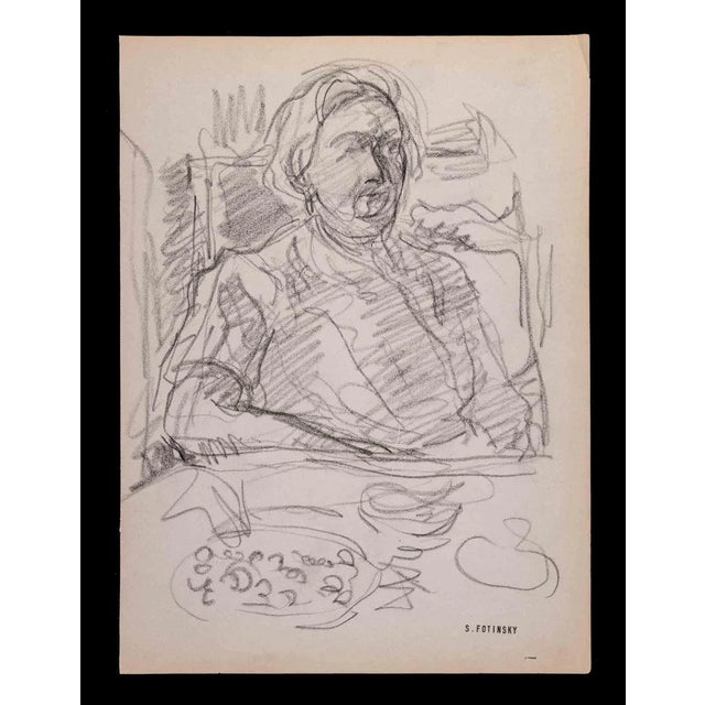 Serge Fotinsky, Portrait, Pencil Drawing, 1947 For Sale