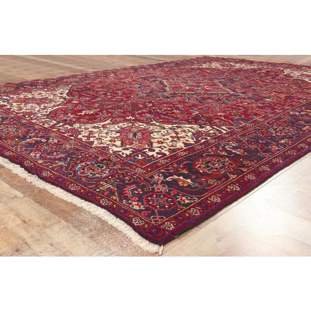 Textile Mid 20th Century Mid 20th Century Vintage Persian Heriz Rug - 07'10 x 11'04 For Sale - Image 7 of 9