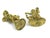 Antique Finished Brass Bagpipe Player and Maiden With Distaff and Cat Figurines - Set of 2 For Sale - Image 6 of 6