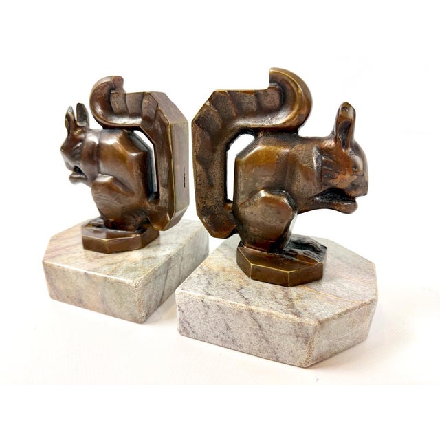 Art Deco Bronze Squirrel Bookends atributted to Max Le Verrier, 1930s, Set of 2 For Sale - Image 3 of 13