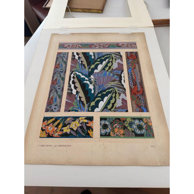 1920s Original 1924 Édouard Bénédictus Art Deco Pochoir Print – Variations, Plate 4 (Full Folio Sheet, Framed) For Sale - Image 5 of 7