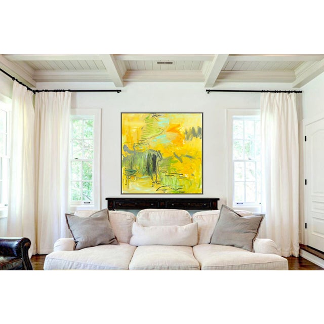 "Golden Grass" Bt Trixie Pitts Large Abstract Expressionist Oil Painting For Sale - Image 9 of 11
