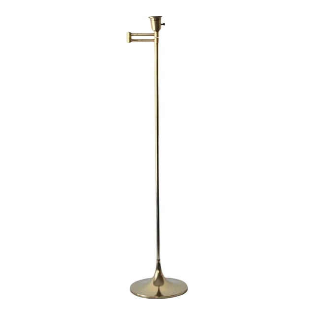 Laurel Lamp Co. Brass Tulip Floor Lamp Vintage Modern For Sale