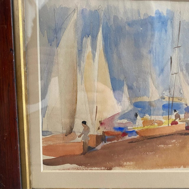 Listed British Artist Bernard Harper Wiles (1883-1966) - Framed Original Watercolor: Sailboat Regatta in England For Sale In Portland, ME - Image 6 of 9