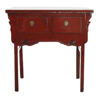 Small Red Antique Wine Console Table For Sale