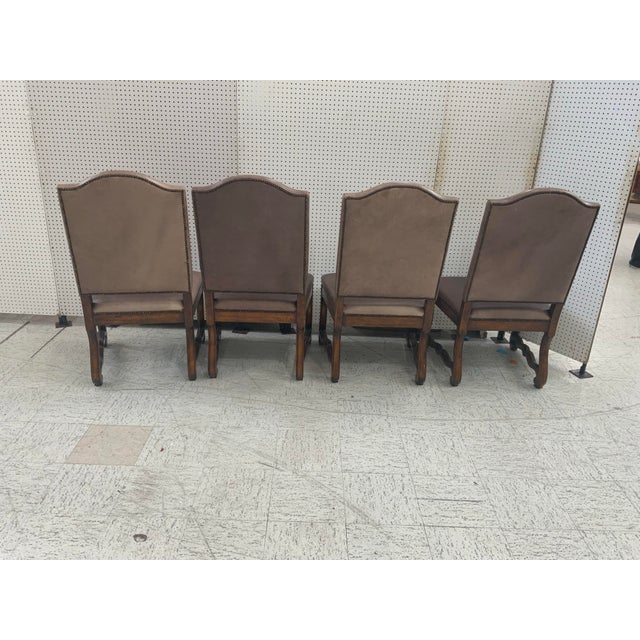 1990s 1990s Set of 4 Chairs Made of Wood and Leather by Theodore Alexander For Sale - Image 5 of 9