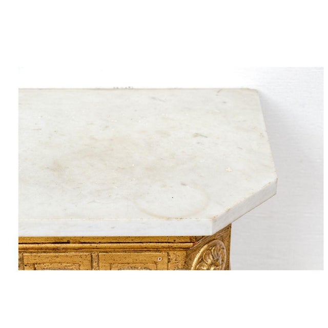 Neoclassical Giltwood Console With Marble Top and Greek Key Detail For Sale - Image 4 of 7
