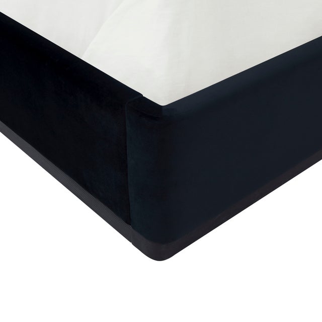 Black Marlow Performance Velvet Queen Bed, Black For Sale - Image 8 of 11