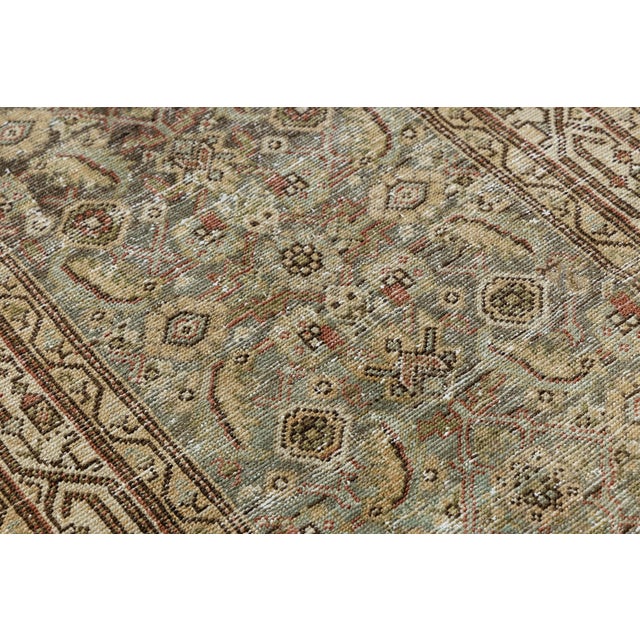 Textile 19th-Century Antique Malayer Wool Runner Rug With Muted Sage & Earth Tone Patina For Sale - Image 7 of 10