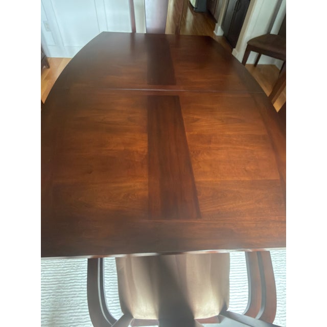 Broyhill Broyhill Northern Lights Dark Walnut Dining Set-Extending Table With Leaf & 6 Chairs For Sale - Image 4 of 7