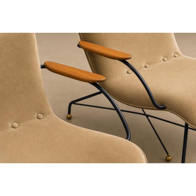 Brazilian Modern Pair of Armchairs in Rosewood, Mohair & Steel by Carlo Hauner, 1950s For Sale In New York - Image 6 of 18