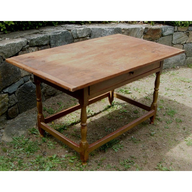 Early 19th Century One Drawer Tavern Table With Stretcher Base For Sale In New York - Image 6 of 6