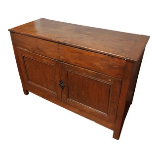 Antique French Provincial Rustic Pine & Fruitwood Lift-Top Buffet Sideboard For Sale