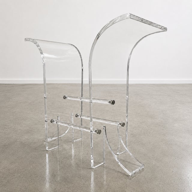Transparent Vintage Lucite Wing Panel Console Table Base For Sale - Image 8 of 9