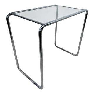 Bauhaus Tubular Chrome and Glass Side Table by Marcel Breuer, 1940s For Sale