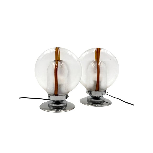 Metal Murano Glass Lamps by Toni Zuccheri for Mazzega, Italy, 1970s, Set of 2 For Sale - Image 7 of 10