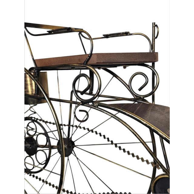 Wood 1980s Rare Curtis Jere Karl Benz Mercedes Brass Bicycle Sculpture For Sale - Image 7 of 18
