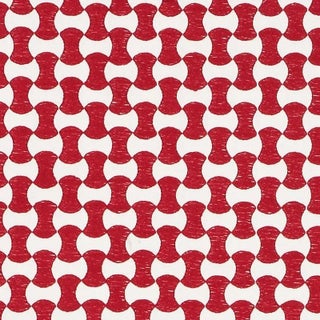 Schumacher Nolita Embroidery Fabric in Red For Sale