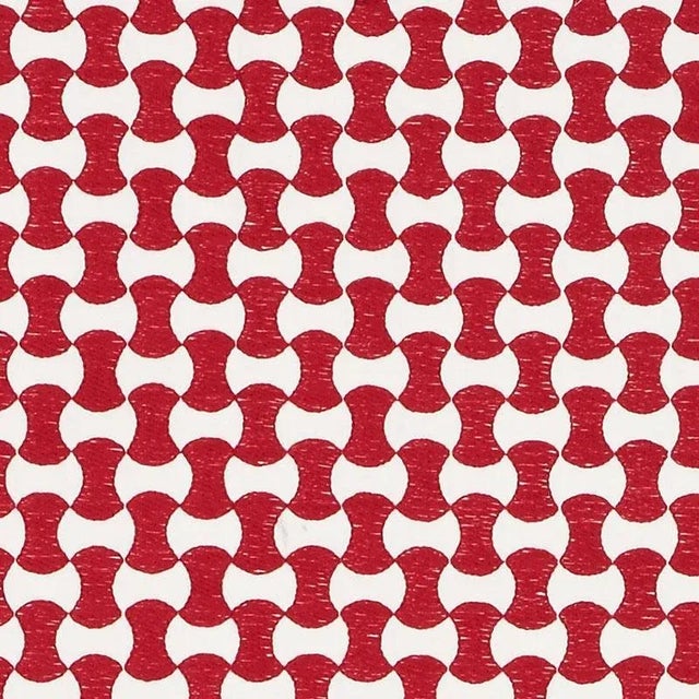 Schumacher Nolita Embroidery Fabric in Red For Sale