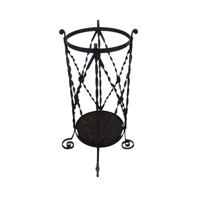 Aesthetic Antique Hand Wrought Iron Umbrella Stand For Sale