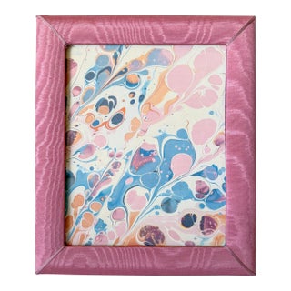 Vintage Pink Moire Fabric Table Top Picture Frame, 8x10 For Sale