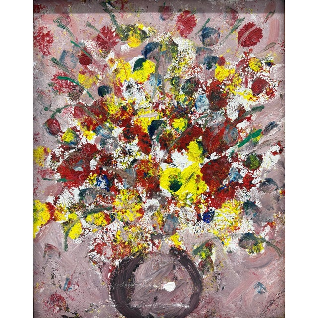 Mid-Century Modern 1970s Original Signed Abstract Floral Painting by Kathy Mabry For Sale - Image 3 of 11