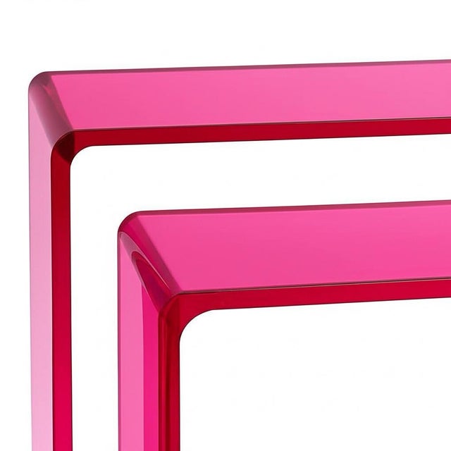 Not Yet Made - Made To Order Acrylic Double-Decker Transparent Fuschia Console For Sale - Image 5 of 5