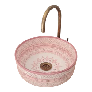 21st Century Modern Pink Farmhouse Ceramic Washbasin Vessel Sink
