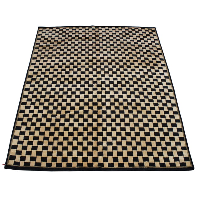 Vintage Black & Tan Geometric Checkered Woven Modern Area Rug Carpet 10