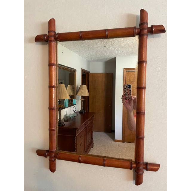 Large 19th Century Antique French Faux Bamboo Wall Mirror For Sale - Image 17 of 18