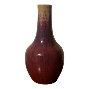 Antique 19th Century Chinese Monochrome Sang De Boeuf Oxblood Flambe Glaze Bottle Vase