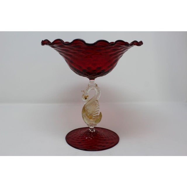 Vintage Red and Gold Fleck Murano Candy Dish For Sale In Naples, FL - Image 6 of 6