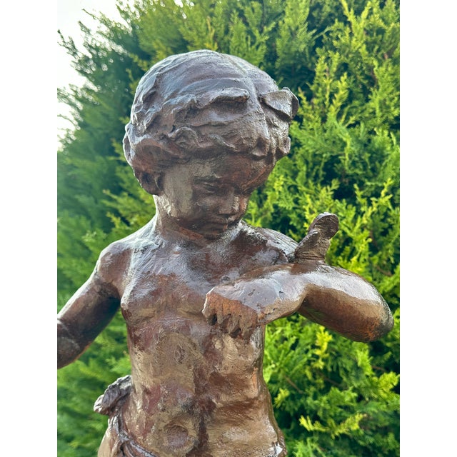 1950s Cast Iron The Girl with the Butterfly Statue, 1980s For Sale - Image 5 of 13